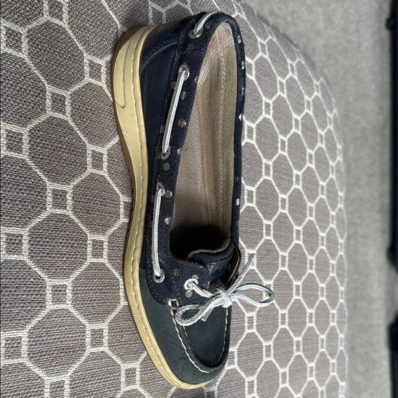 Sperry Dark Blue Boat Shoes with Light Gray Laces - Picture 10 of 13